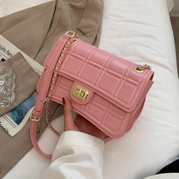 

evening bags small grid pu leather crossbody bag for women 2021 luxury fashion trends brand chain shoulder purses and handbags