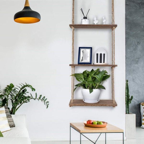 

rope hanging shelves for wall window plant shelf furniture rack hooks & rails