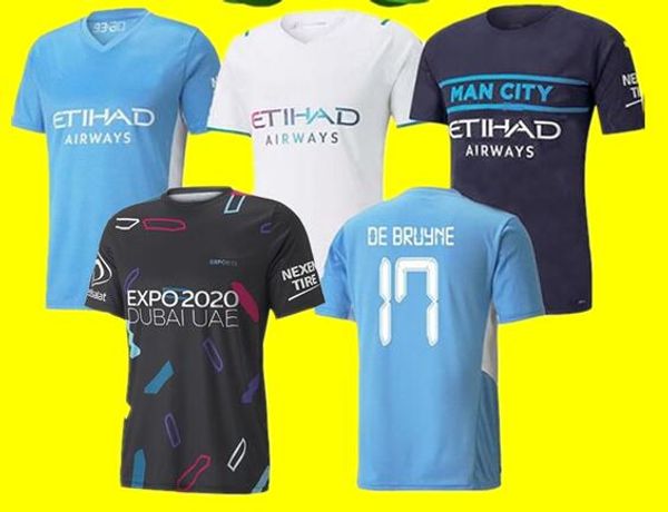 

21/22 esprots de bruyne grealish soccer jersey home city sterling g.jesus mahrez bernardo mendy football 3rd shirts uniform sale, Black;yellow