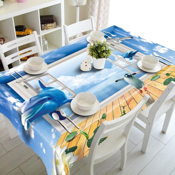 

tablecloth dolphins to your home underwater world washable cloth thicken rectangular and round wedding table
