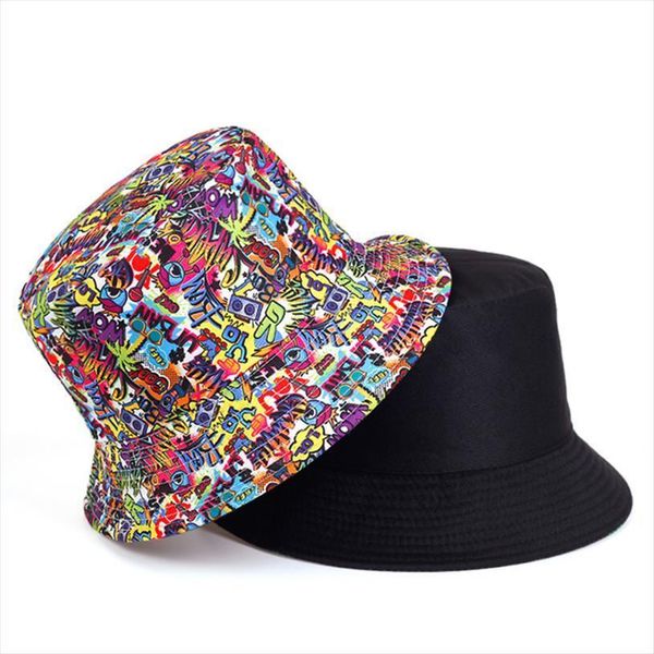 

summer sun fisherman hat personalized printing bucket hats men women bob hip hop caps foldable double sided panama gorros, Blue;gray