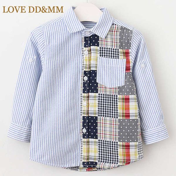 

love dd&mm children's shirts spring children's clothing boys and girls fashion casual plaid mosaic stitching shirts 210715, White;black