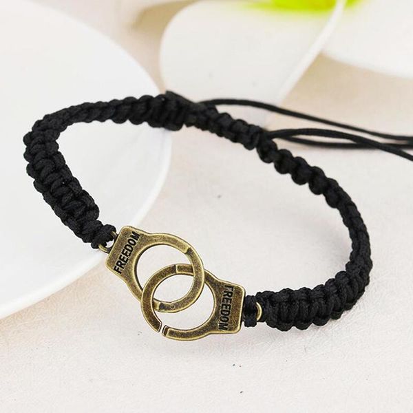 

vintage adjustable handmade bracelet men jewelry handcuffs charm bracelet for women accessories friendship girl couple bracelets, Black