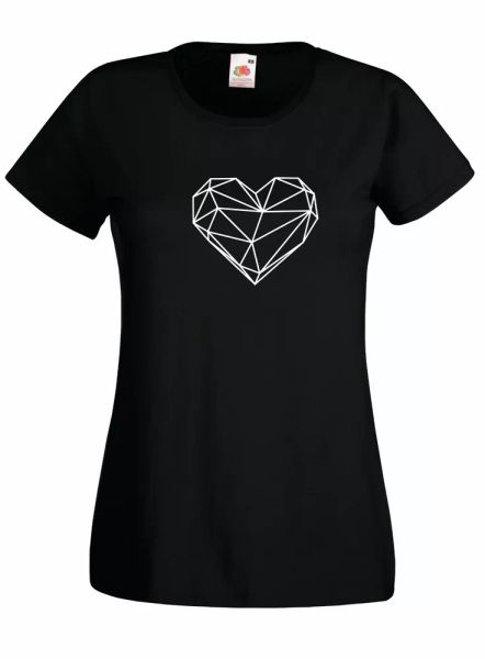 

t-shirt shirt women j2176 heart in poly art minimal heart love puzzle, White;black