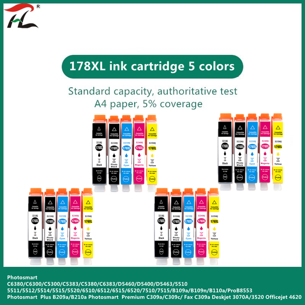 

compatible with printer cartridge 178 178xl 5510 5515 6510 7510 b109a b109n b110a ink cartridges