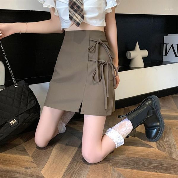 

skirts commuter retro bag hip a-line skirt 2021 summer women's high waist loose sweet side straps were thin half-length, Black