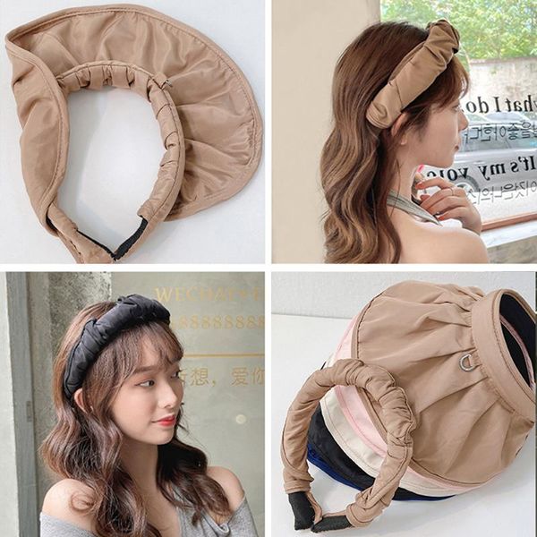 

wide brim hats fashion sunscreen shell hat women simple empty big sun female protection sun-proof cap hair band, Blue;gray