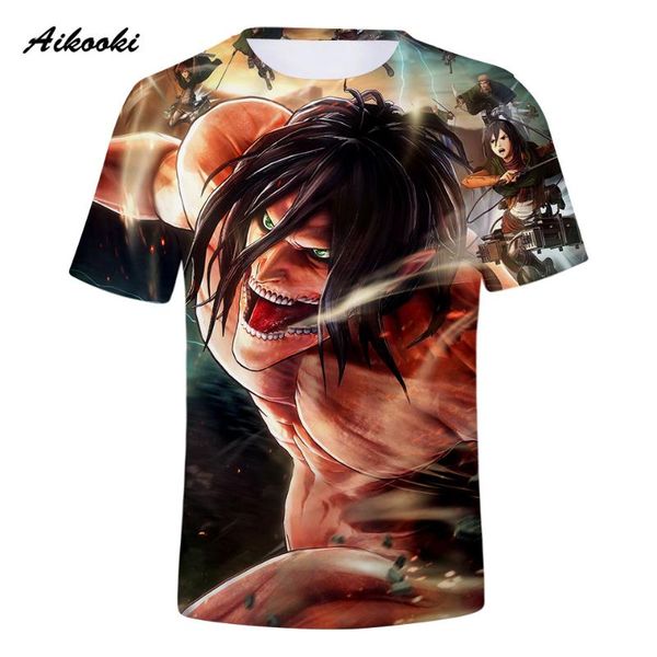 

men's t-shirts 2021 classic anime attack on titan men women cartoon 3d print t-shirt summer breathable fashion giant teen, White;black