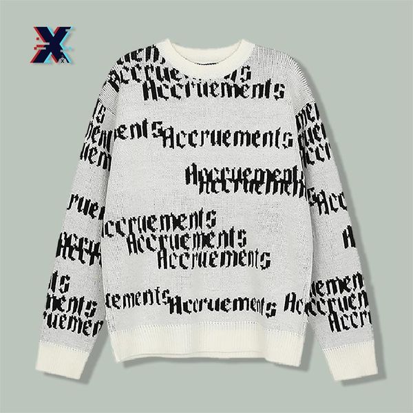 

men's sweaters hip hop letter print knitting sweater harajuku fashion streetwear casual 2021 winter couple loose pullover, White;black