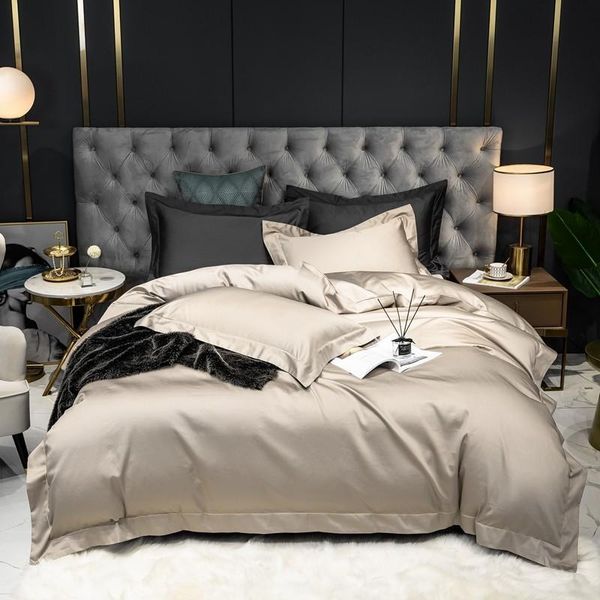 

bedding sets high end 1000tc egyptian cotton set solid gray  king 4pcs (1duvet cover 1bed sheet 2pillowcases) soft easy care