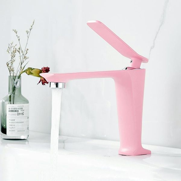 

bathroom sink faucets basin mixer faucet tap pink brass and cold single hole bath handle wash torneira