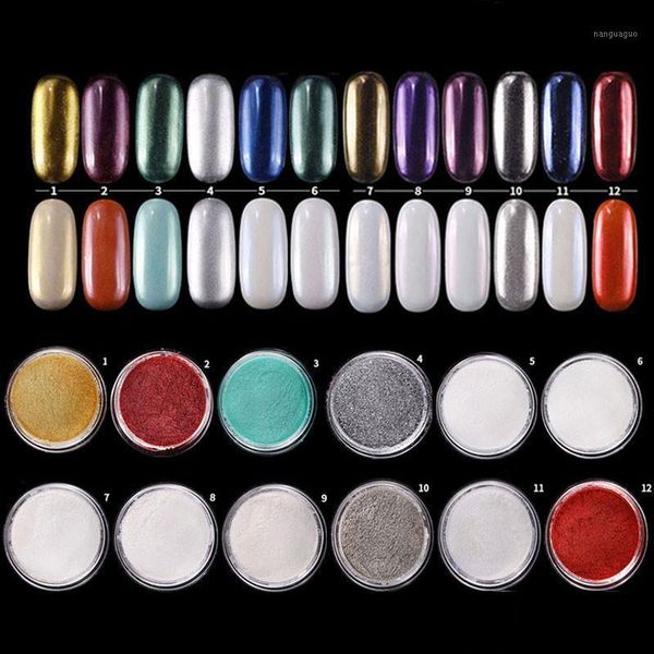 

colors 1g pack aurora mirror flour ultra-fine glitter nail powder1, Silver;gold