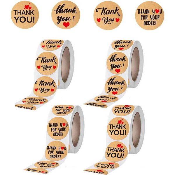 

gift wrap 2.5cm 500pcs thankyou kraf paper sticker for envelope seal labels party wrapping wedding christmas decor round adhesive tag