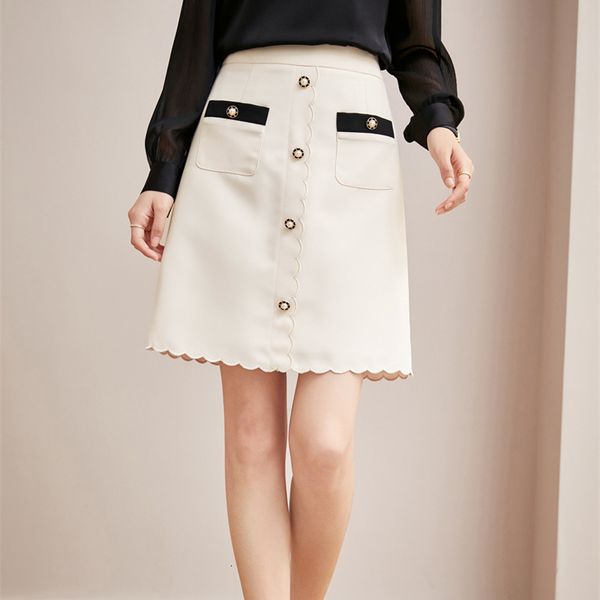 

skirts autumn stitching solid dign a-line temperament color skirt 196, Black