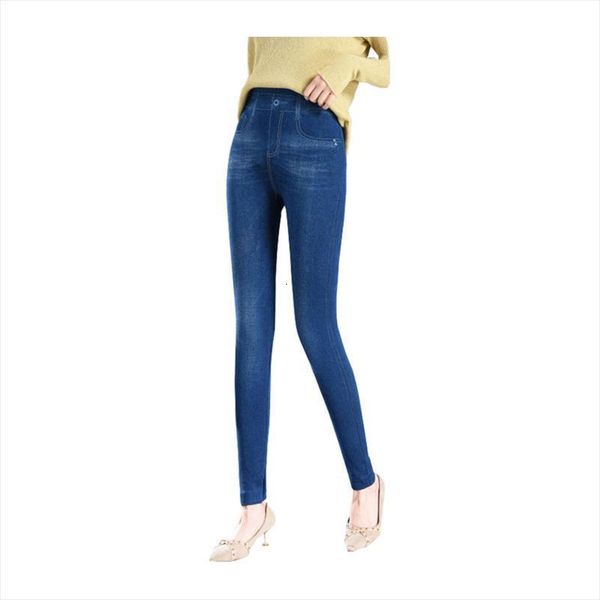 

slim oversized casual faux women leggings denim jeans print blue strechy pencil pants, Black