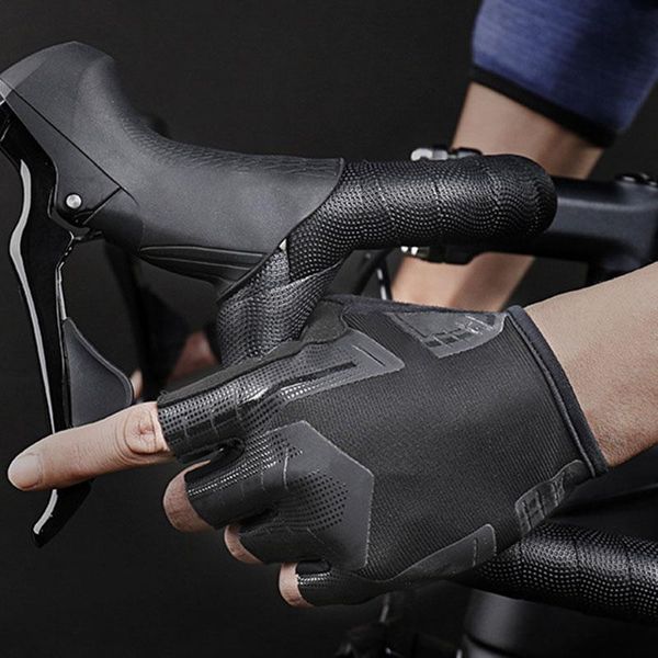 

cycling gloves shockproof sbr pad half finger sport men women summer bicycle fitness bike &t8, Black