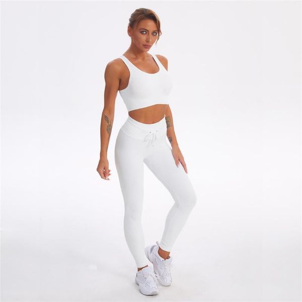 

yoga outfit women's sportwear set sports bra drawstring leggings running pants sportsuit workout gym fitness clothing a053bp