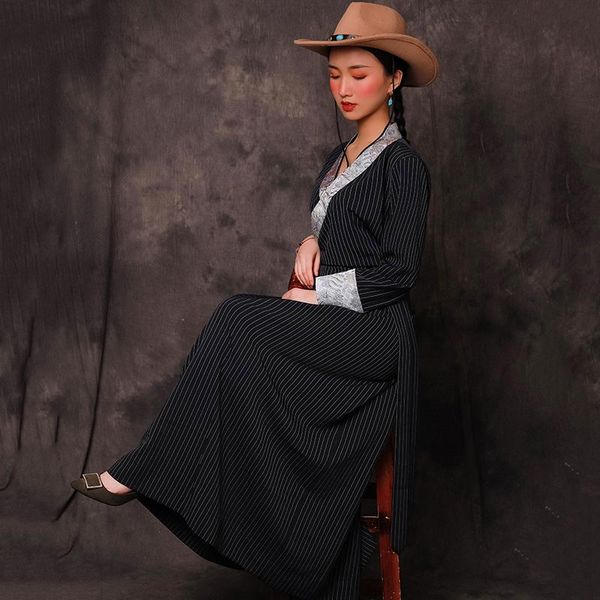 

ethnic clothing traditional tibetan qipao embroidery asian style cheongsam for women oriental vestido classical costume, Red