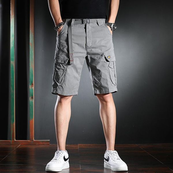 

men's shorts cargo men summer mens casual baggy male cotton loose multi-pocket man outdoor military short pants, White;black
