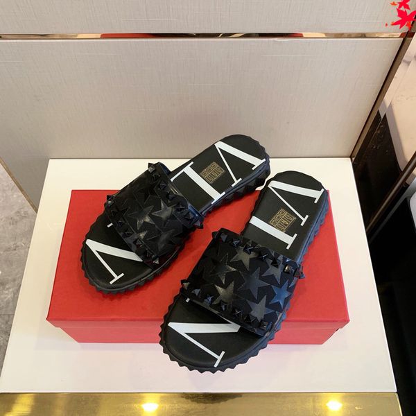 

2021 leather sandal men luxury desingers slippers fashion thin flip flops brand shoe mens shoes sandals flippers with box size 39-45 -n427, Black
