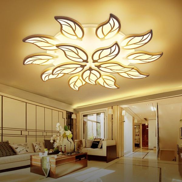 Tavan Işıkları Modern Yapraklar Demir Sanat Lambası RC Switch Adımsız Karartma Işık Fikstürü Oturma Odası Yatak Odası Yemek Aydınlatma