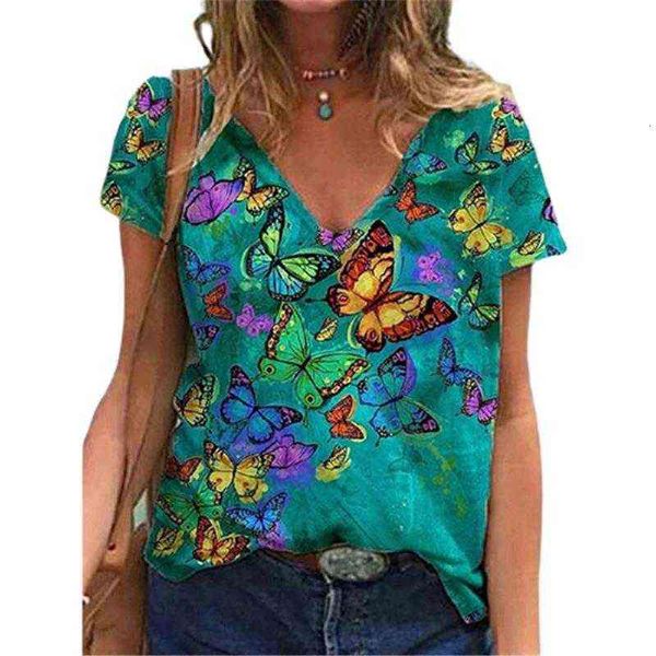 

women's t-shirt 2022 summer women's bottomwear versatile short sleeve v-neck t-shirt, White