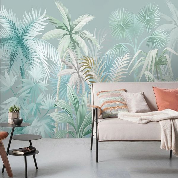 Papel pintado Mural personalizado moderno 3D planta Tropical hoja bosque foto pared pintura sala De estar dormitorio decoración del hogar Papel De pared