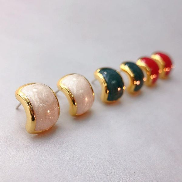

stud 2021 fashion enamel glaze fresh and cute earrings european american temperament, Golden;silver