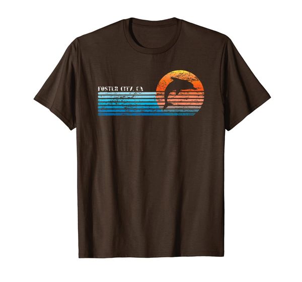 

foster city, ca tee vintage retro 80s dolphin sunset t-shirt, White;black