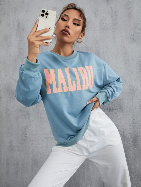 

letter graphic drop shoulder pullover t2kx#, White;black