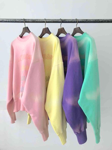 

men's casual shirts candy color we11done print sweatshirt men women couple 100% cotton pullover oversized hip-hop high street crewneck, White;black