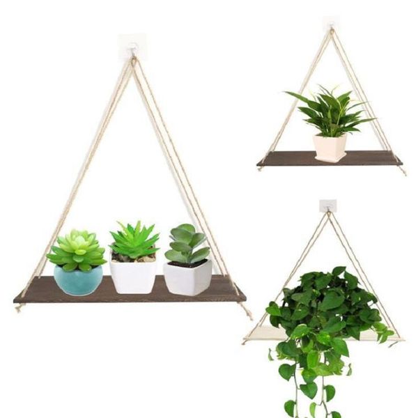 

other home decor wooden rope swing hanging wall mounted floating shelves plant flower pot tray deoration mordern simple design
