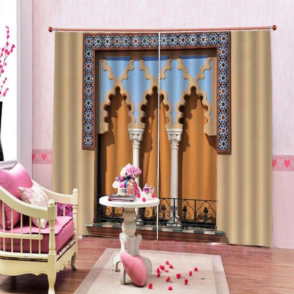 

curtain & drapes european style roman column balcony barrier large window digital print for living room bedroom sunshade blackout