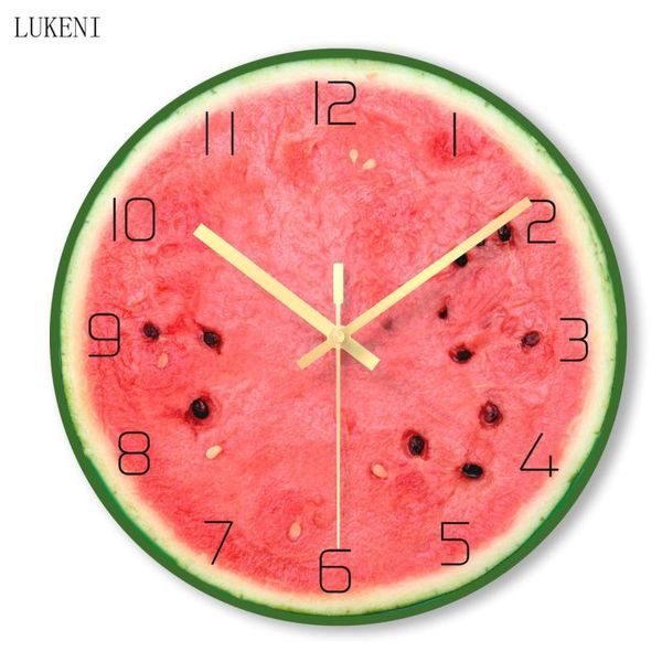 

wall clocks watermelon round tempered glass clock home decor