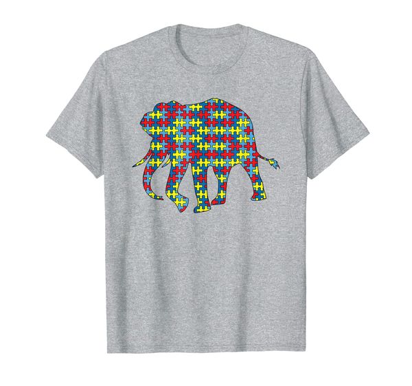 

elephant autism awareness kids mammoth puzzle day mom gift t-shirt, White;black