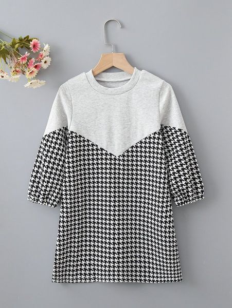 

toddler girls houndstooth print dress she, Red;yellow