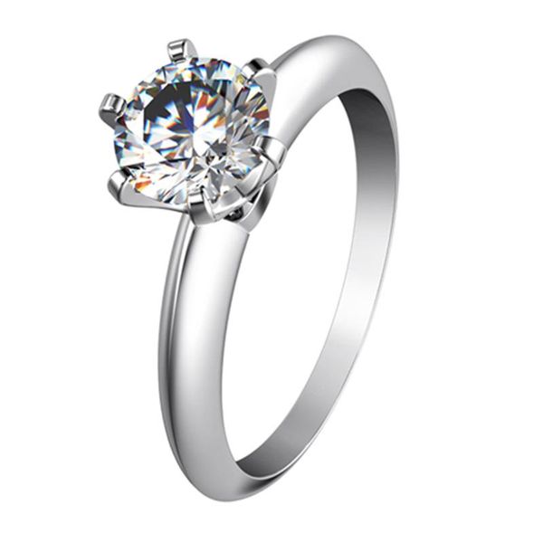 

cluster rings 1ct solitaire engagement d color diamond ring platinum 950 jewelry propose prongs brand white gold wedding, Golden;silver