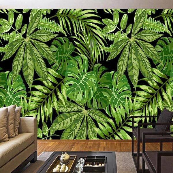 

wallpapers custom any size mural wallpaper 3d green palm tree leaf art living room tv sofa bedroom background wall papel de parede