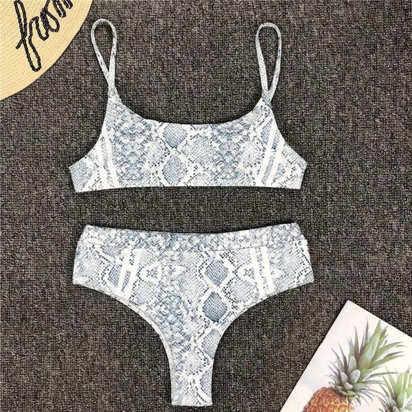 

women's swimwear snake printed high waist bikini female swimsuit women two-piece set bather bathing suit swim lady k1989, White;black