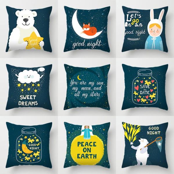 

cushion/decorative pillow cartoon beer christmas decorations for home kids blue cushion cover fashion couch pillows case 45*45 sofa car chai