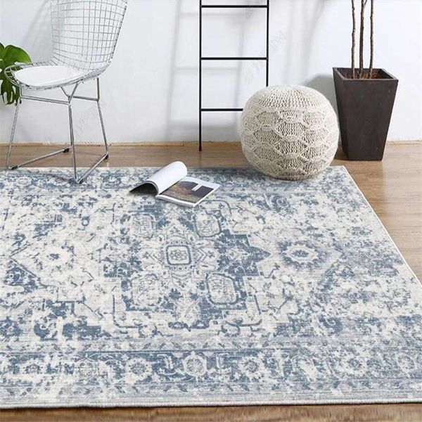 Paese americano europeo neoclassico retrò vecchio blu soggiorno camera da letto cucina comodino tappeto tappetino personalizzazione 210727