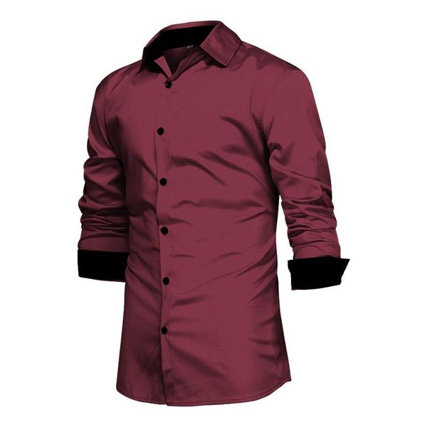 

men's casual shirts business mens long sleeve men solid formal wear button turn down collar shirt slim fit blouse 3xl, White;black