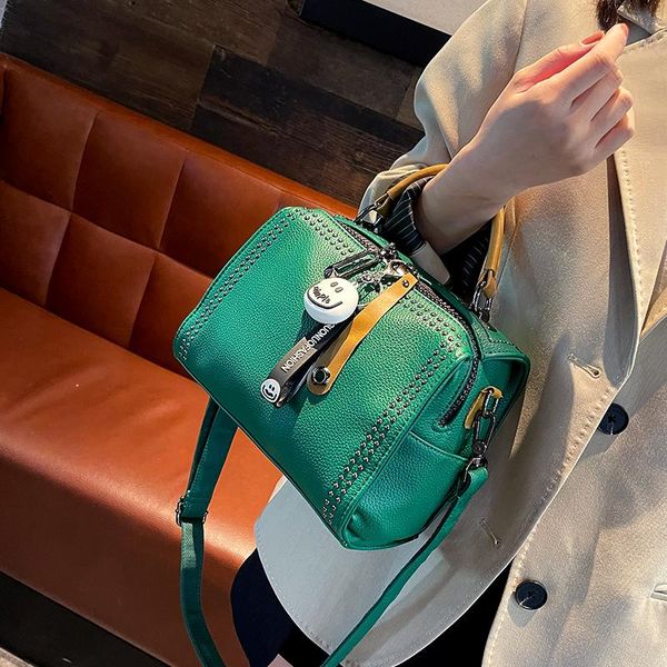 

evening bags women handbag split leather shoulder rivet ita bag crossbody sac a main fashion bolso grande mujer