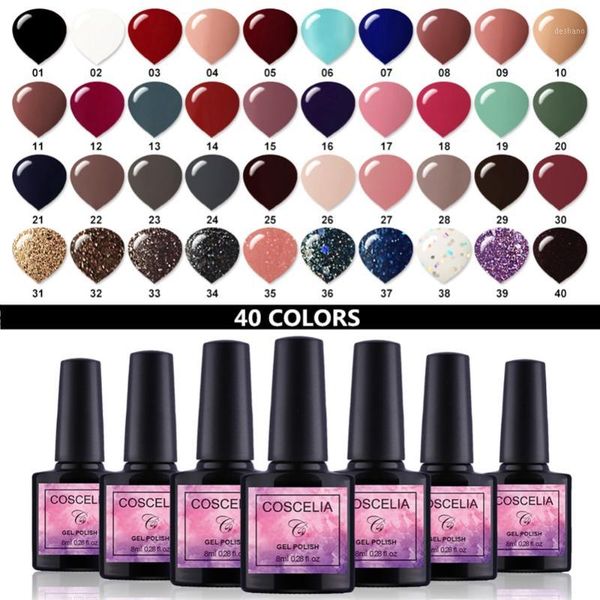 

20pcs/set gel nail polish paint set for varnish semi permanent uv 40 colors art manicure set1, Red;pink