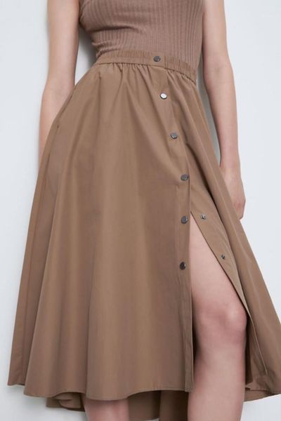 

summer autumn layering kahki zaraing women skirt gothic jupe sheining zanzeaing female midi 5854/027 skirts, Black