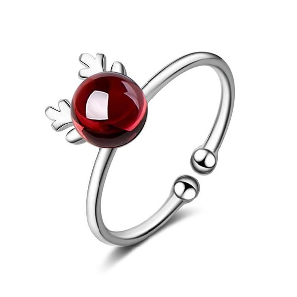 

wedding rings moonrocy red crystal silver color open ring for women girls cute deer animal gift jewelry wholesale drop, Slivery;golden