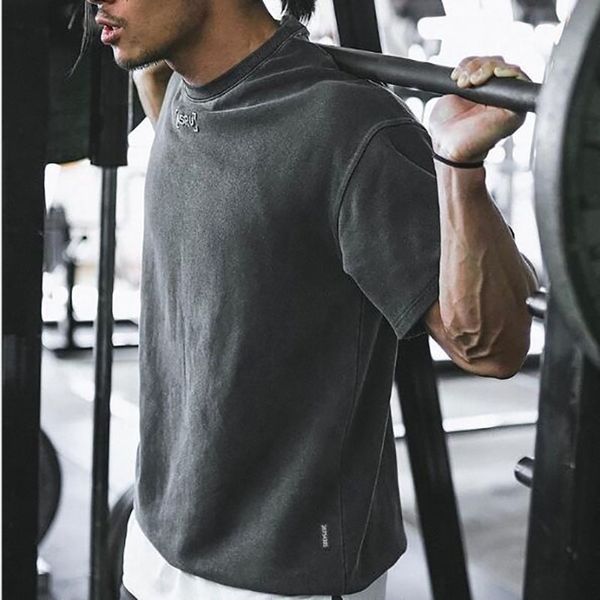 

new bodybuilding clothing o neck short sleeve men's t shirt men fashion european size tshirts casual for male t-shirt 210329, White;black