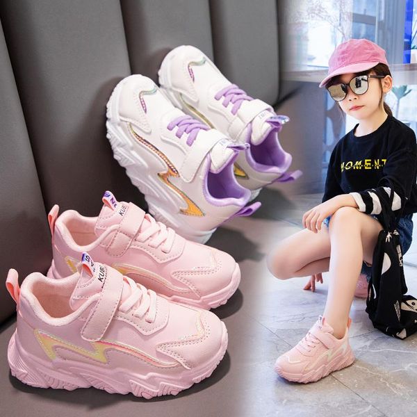 

athletic & outdoor 2021 fashion sneaker size soft sole pu boy sport daddy shoes autumn all-match girls casual student, Black