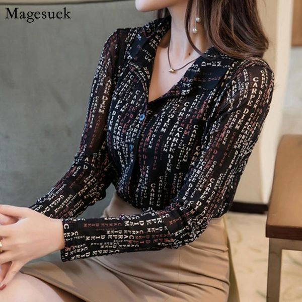 

women's blouses & shirts autumn long sleeve women 2021 plus size cardigan chiffon korean blusas 2090, White