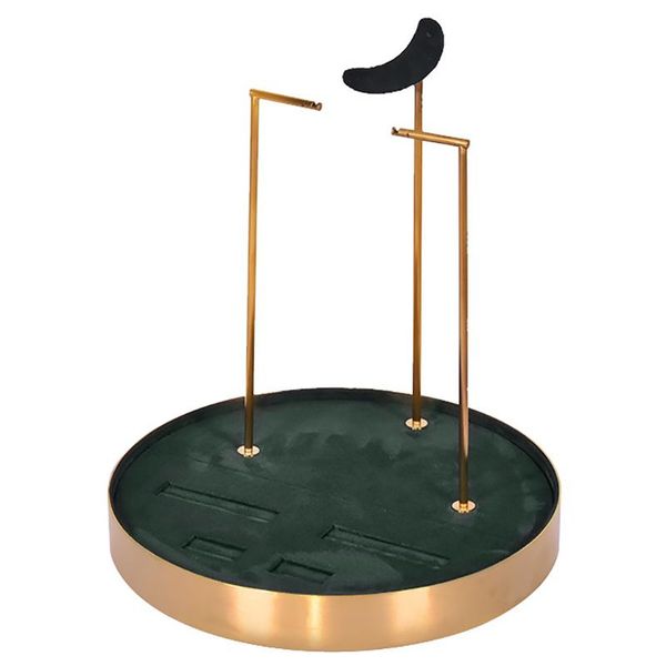 

jewelry pouches, bags display props metal round watch pallet live room tray ring earring stand box, Pink;blue